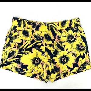 J. Crew Boardwalk Shorts - Floral Navy Blue & Yellow Size: 00